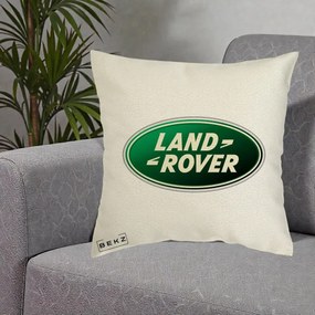Perna Personalizata cu emblema Land Rover, 40x40 cm, Ecru, Husa Detasabila, Perna Inclusa, BEKZ®