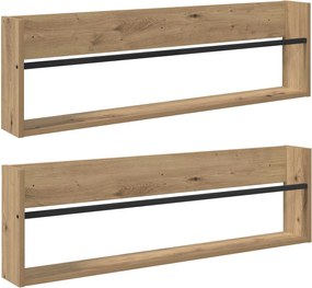 vidaXL Raft pentru reviste 2 pcs Stejar Artizanal 100 x 12 x 30 cm