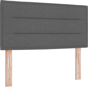 vidaXL Tăblie LED cu benzi LED cu headboard Gri închis 90 cm țesătură