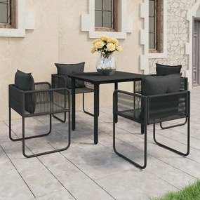3060095 vidaXL Set mobilier de grădină, 5 piese, negru, ratan PVC
