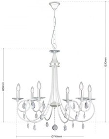 Candelabru 6 brate stil clasic cu cristale Swarovski Giada argintiu mat