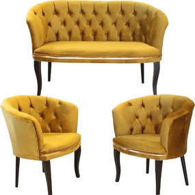 Set canapea Milano Relax Homs textil mustar gold