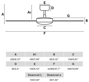 Ventilator de tavan FARO 34296WT RUDDER S negru d. 106 cm Wi-Fi Tuya + telecomandă