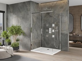Mexen Omega cabina de duș culisantă 120 x 70 cm, transparentă, cromată + cadă Flat - 825-120-070-01-00-4010