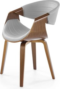 Scaun picioare lemn K544, gri/nuc, piele ecologica/placaj, 55x55x77 cm