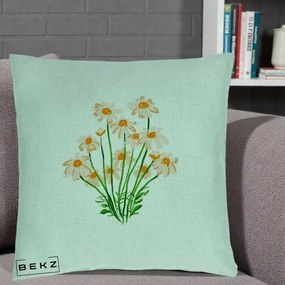 Perna Decorativa Margarete Camp, 40x40 cm, Verde Menta, Husa Detasabila, Perna Inclusa, BEKZ®