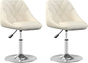 vidaXL Scaune de bucătărie pivotante, 2 buc., crem, catifea