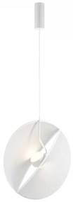 Pendul modern alb cu disc din metal cu led Maytoni Reflex