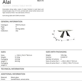 Masa dining extensibila design modern Alai SV-983174