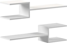 Set 2 etajere de perete Sumpora din PAL melaminat, alb, 65x20x18 cm