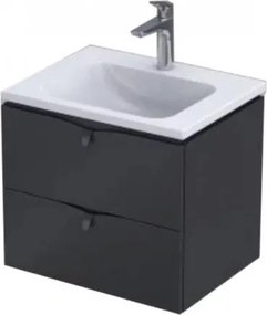 Set dulap baza suspendat negru cu 2 sertare Oristo Siena si lavoar din compozit Amelia 60 cm