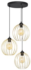 Lustră pe cablu MERCURE 3xE27/15W/230V auriu/negru