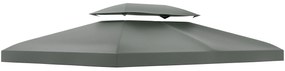 Outsunny Prelata pentru Foisor 4x3 m cu 2 Niveluri, Acoperis pentru Foisor din Poliester Anti UV cu Chingi din Velcro si 10 Orificii de Drenaj, Gri
