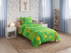 Lenjerie creponata pentru patut GIRAFFE verde