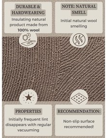 Covor tip traversă taupe țesut manual din lână 80x300 cm Eleni Taupe – Hanse Home