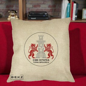 Perna Personalizata CSM Cetatea Turnu Magurele Fotbal, 40x40 cm, Crem, Husa Detasabila, Perna Inclusa, BEKZ®