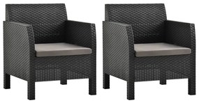 vidaXL Fotolii de grădină cu perne, 2 buc., antracit, ratan PP