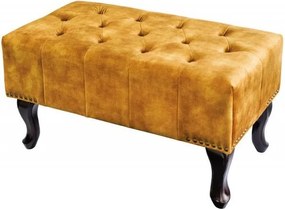 Suport picioare clasic stil englezesc Chesterfield, catifea galben mustar