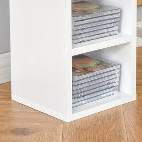 HOMCOM Bibliotecă Raft pentru CD, Set din 2 Piese cu 12 Rafturi din Lemn, 21x19,2x88,3 cm, Alb | Aosom Romania