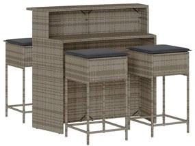 3261489 vidaXL Set mobilier bar de grădină, cu perne, 5 piese, gri, poliratan