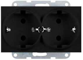 Priza dubla cu impamantare 16A, IP20, Negru, Panasonic Karre Plus 55