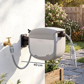 Outsunny Bobină furtun retractabil 10+1 m cu duză 2 moduri blocare automată și retragere controlată suport gri | Aosom Romania