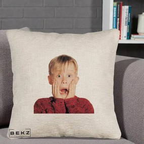 Perna Decorativa Kevin Singur Acasa, 40x40 cm, Bej Canapea, Husa Detasabila, Perna Inclusa, BEKZ®