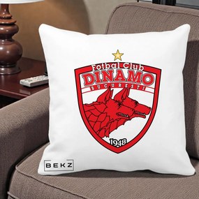 Perna Personalizata FC Dinamo Bucuresti 1948 Fotbal, 40x40 cm, Alba Mata, Husa Detasabila, Perna Inclusa, BEKZ®