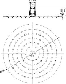 Dispersor fix - rotund negru anticalcar 30 cm diametru NAC_203K