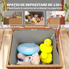 Outsunny Bancă de Exterior 130L, Capac, Cutie Lemn cu Balamale și Curea | Aosom Romania
