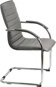 Scaun pentru așteptare gri OFF 835 din piele ecologică și cadru metalic cromat cu brațe