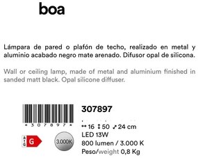 Aplica neagra LED de perete sau tavan Boa