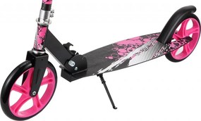 Trotineta copii si adolescenti NOVOKIDS™ Storm Camo PRO, Maxim 100 kg, Functie Super Brake, Maner reglabil pe inaltime, Diametru roata 200 mm, Roz