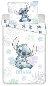 Lenjerie de pat pentru copii albă din bumbac pentru pat de o persoană 140x200 cm Lilo and Stitch "Ohana White" – Jerry Fabrics