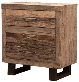 Comoda natur, din lemn reciclat, cu 3 sertare, aspect rustic, Endor