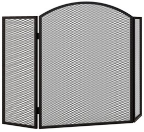 HOMCOM Paravan pliabil pentru șemineu, 3 panouri, ecran pentru șemineu cu structură din oțel 96x62 cm Negru | Aosom Romania