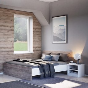 Pat dublu Miami fără cadru de pat 140x200 cm stejar York-alb