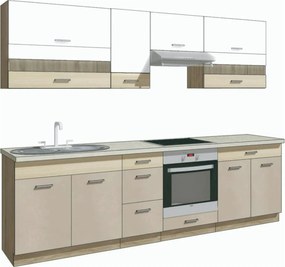 Set bucatarie PREMIO A PLUS, carcasa stejar sonoma/fronturi cappuccino