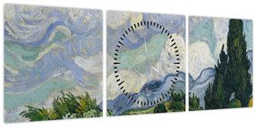Tablou - Vincent van Gogh, Wheat Field with Cypresses, reproducere (cu ceas) (90x30 cm)