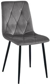 Scaun de dining din catifea gri inchis LIBRA cu picioare negre