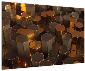 Tablou - Hexagoane de bronz (90x60 cm)