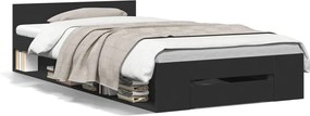 vidaXL Cadru de pat cu sertar, negru, 75x190 cm, lemn prelucrat