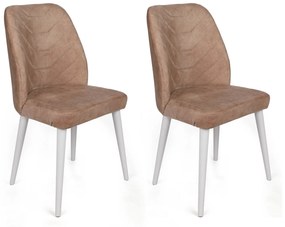Set 2 scaune haaus Dallas, Mink/Alb, textil, picioare metalice
