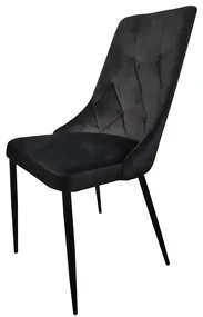 Scaun catifea Class negru, picioare metal