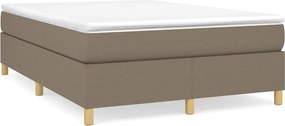 vidaXL Pat box spring cu saltea, gri taupe, 140x200 cm, textil