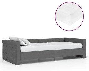3080313 vidaXL Pat de zi cu saltea și USB, gri închis, 90x200 cm, textil