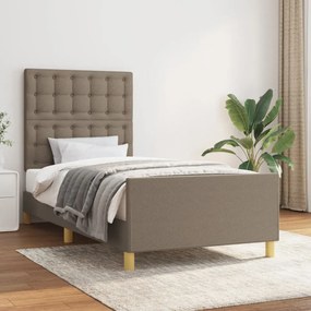 3125361 vidaXL Cadru de pat cu tăblie, gri taupe, 100x200 cm, textil
