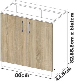 Dulap inferior de bucătărie Lula s80 (Alb mat + stejar sonoma). 1068592