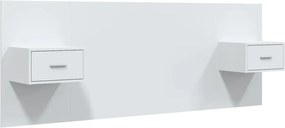 vidaXL Tăblie de pat cu dulapuri, alb extralucios, lemn prelucrat