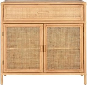 Bufet natur din lemn masiv si rattan, Cajon